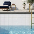 Thassos White Tumbled 4x4 Marble Tile — Swimming Pool waterline