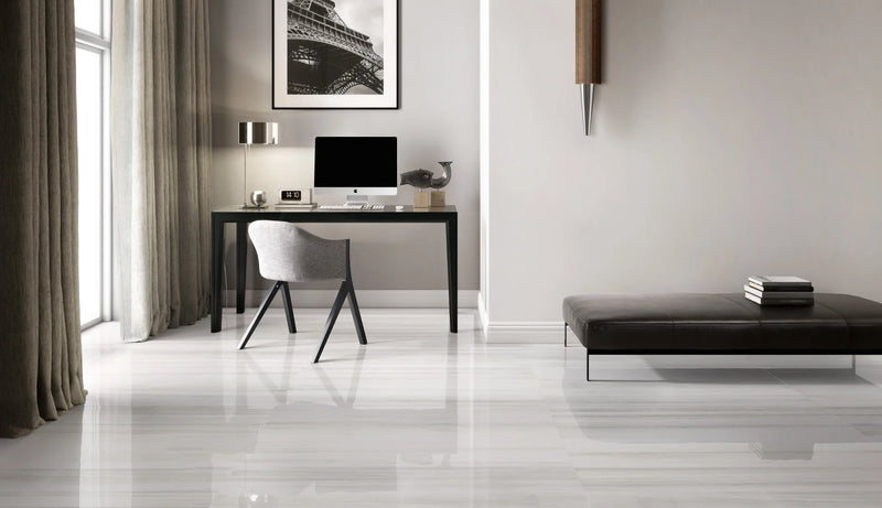 Themar Bianco Lasa 12x24 Polished Porcelain Tile