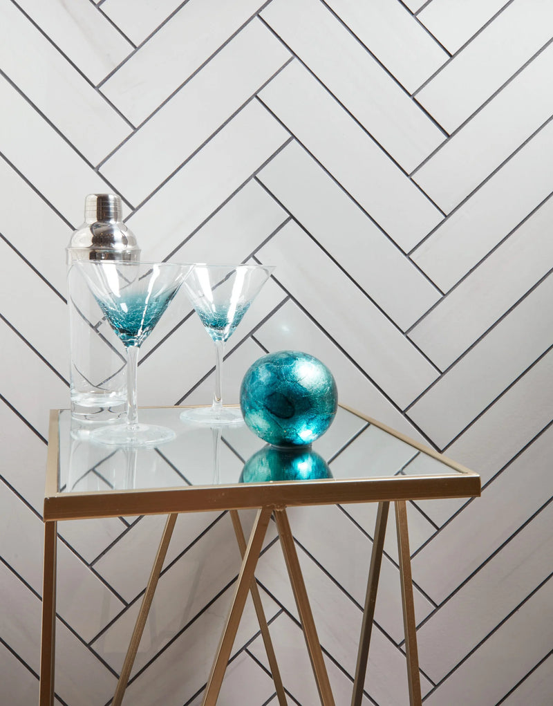 Themar Bianco Lasa Polished 1/2x12 Pencil Bullnose Porcelain Trim