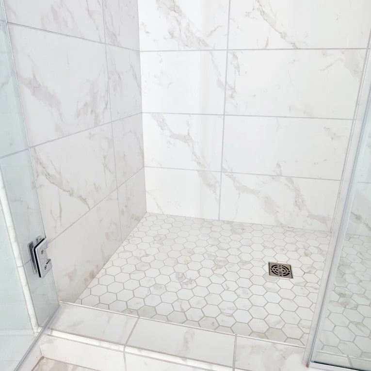 Themar Bianco Lasa Polished 2-3/8 Inch Hexagon Porcelain Mosaic