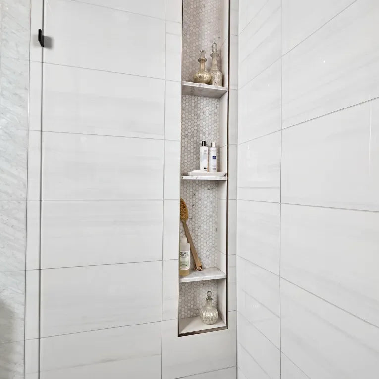 Themar Bianco Lasa 12x24 Polished Porcelain Tile