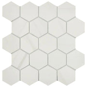 Themar Bianco Lasa Polished 2-3/8 Inch Hexagon Porcelain Mosaic