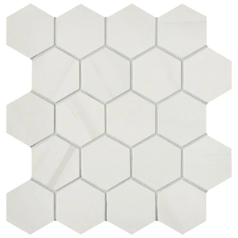 Themar Bianco Lasa 2-3/8 Inch Hexagon Matte Porcelain Mosaic