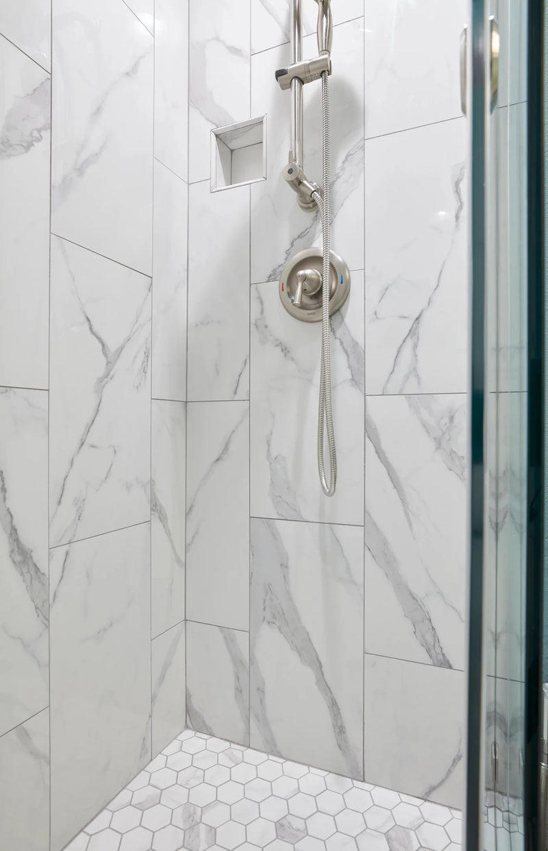 Themar Statuario V 2-3/8 Inch Hexagon Polished Porcelain Mosaic