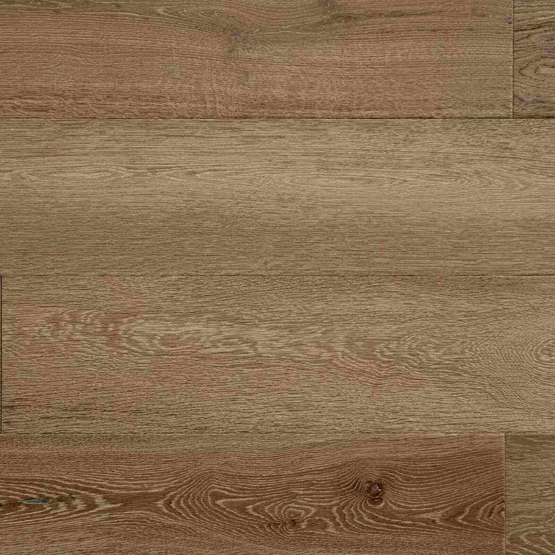 Timbertop Lucca 9.5x96-inch 6 mm engineered European oak flooring with warm brown tones, natural wood grain and knots.