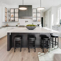 Timbertop Mauritius 9.5x96 6 mm European oak engineered hardwood flooring in a bright modern kitchen.