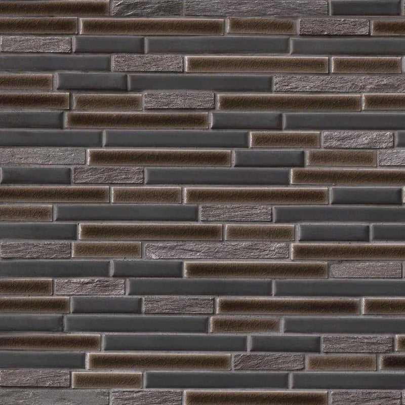 Titan Interlocking Pattern Misc. 0.31 Inch Porcelain Stone Blend Mosaic Tile