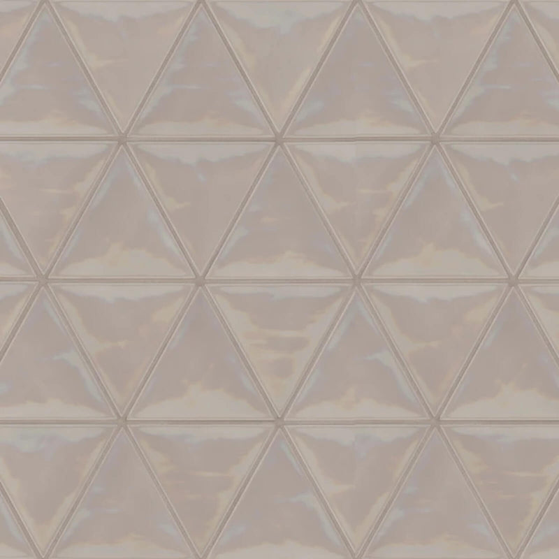 Tongue in Chic Pebble Without A Cause 6x5 triangle ceramic wall tile in a soft warm beige-gray pebble finish.