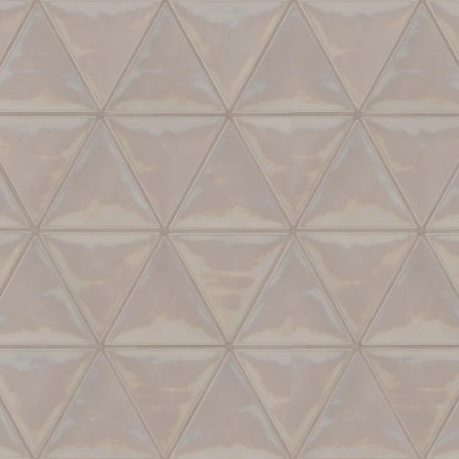 Tongue in Chic Pebble Without A Cause 6x5 triangle ceramic wall tile in a soft warm beige-gray pebble finish.