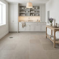 Touques Gris Limestone Tile 12x12 Honed 3/8 inch — Basement floor