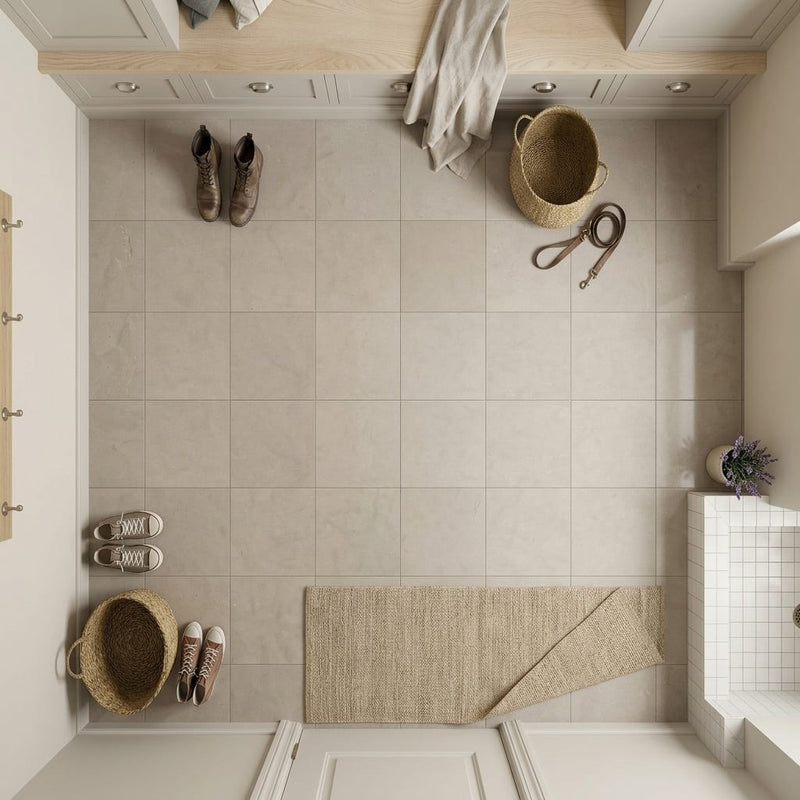 Touques Gris Limestone Tile 12x12 Honed 3/8 inch — Mudroom floor