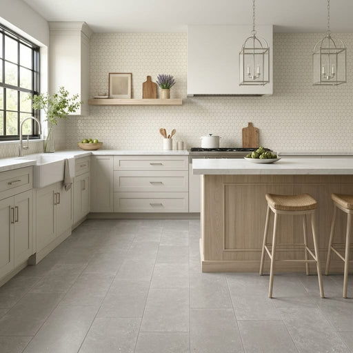 Touques Gris Limestone Tile 12x24 Honed 3/8 inch — Kitchen floor