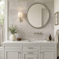 Touques Gris Limestone Tile 12x24 Tumbled 5/8 inch — Bathroom vanity wall