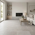 Touques Gris Limestone Tile 12x24 Tumbled 5/8 inch — Living Room floor