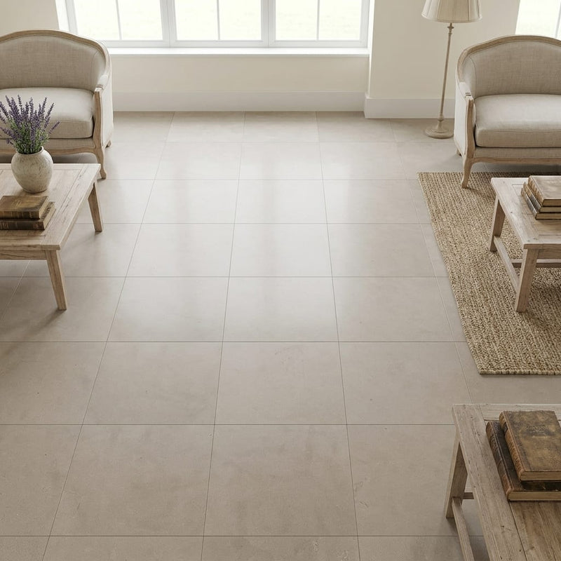Touques Gris Limestone Tile 18x18 Honed 1/2 inch — Family Room floor