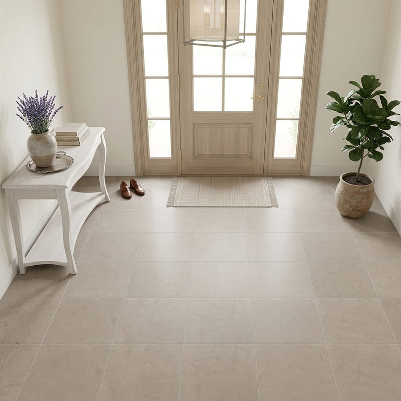 Touques Gris Limestone Tile 18x18 Honed 1/2 inch — Foyer floor