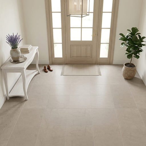 Touques Gris Limestone Tile 18x18 Honed 1/2 inch — Foyer floor