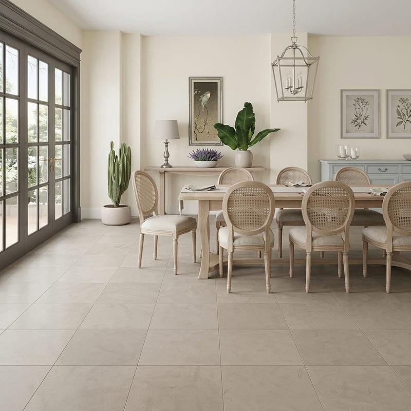 Touques Gris Limestone Tile 18x18 Honed 1/2 inch — Living Room floor