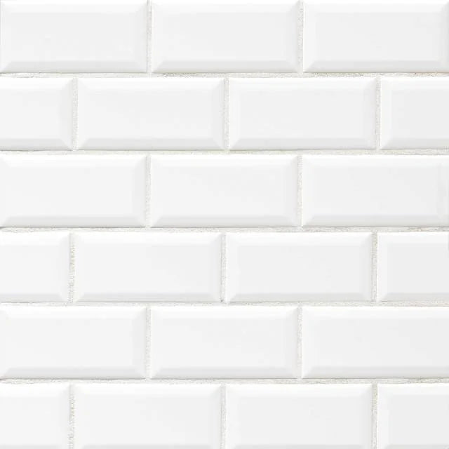 Traditions Ice White 6x3 Beveled Edge Gloss Ceramic Tile