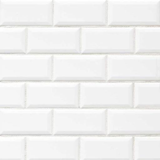 Traditions Ice White 6x3 Beveled Edge Gloss Ceramic Tile