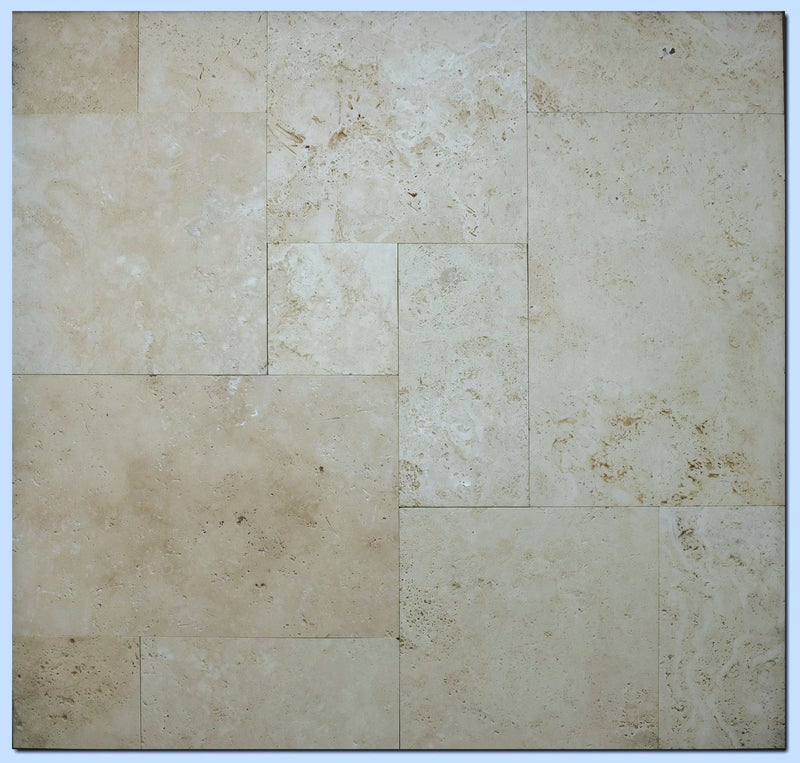 Classico 16 Sq Ft Pattern Brushed Straight Edge Set Travertine Tile