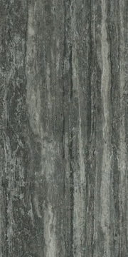 Travertino Black 24x48 Glossy Travertine Look Porcelain Tile