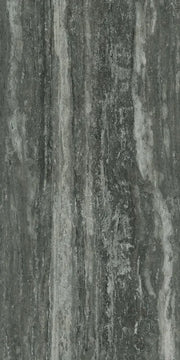 Travertino Black 24x48 Glossy Travertine Look Porcelain Tile
