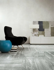 Travertino Grey 16x32 Glossy Travertine Look Porcelain Tile