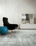 Travertino Grey 24x48 Glossy Travertine Look Porcelain Tile