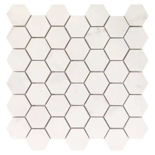 Trilogy Calacatta White Soft 2x2 Hexagon Marble Look Porcelain Mosaic
