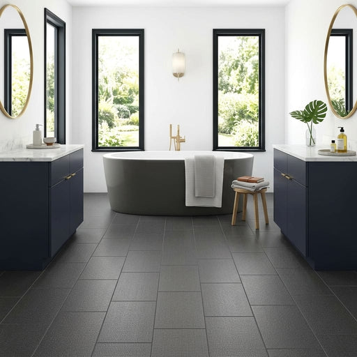Trinity Lux Graphite 12x24 Porcelain Tile — Bathroom floor