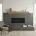 Trinity Lux Graphite 12x24 Porcelain Tile — Living Room fireplace surround