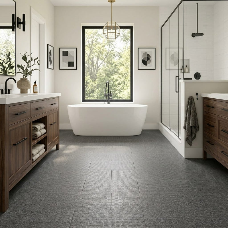 Trinity Lux Graphite 12x24 Porcelain Tile — Primary Bath floor