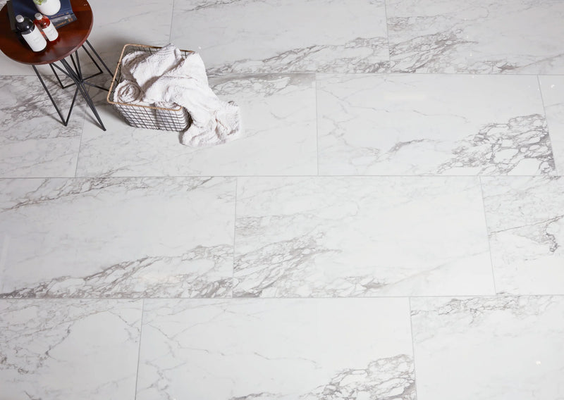 Tru Marmi Arabescato 4 Inch Hexagon Matte Porcelain Mosaic