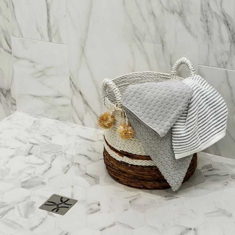 Tru Marmi Silver 4 Inch Hexagon Matte Porcelain Mosaic