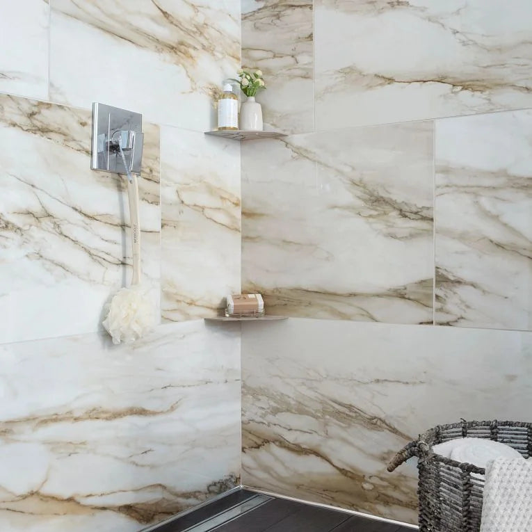 Tru Marmi Gold 1/2x12 Pencil Bullnose Polished Marble Look Porcelain Trim