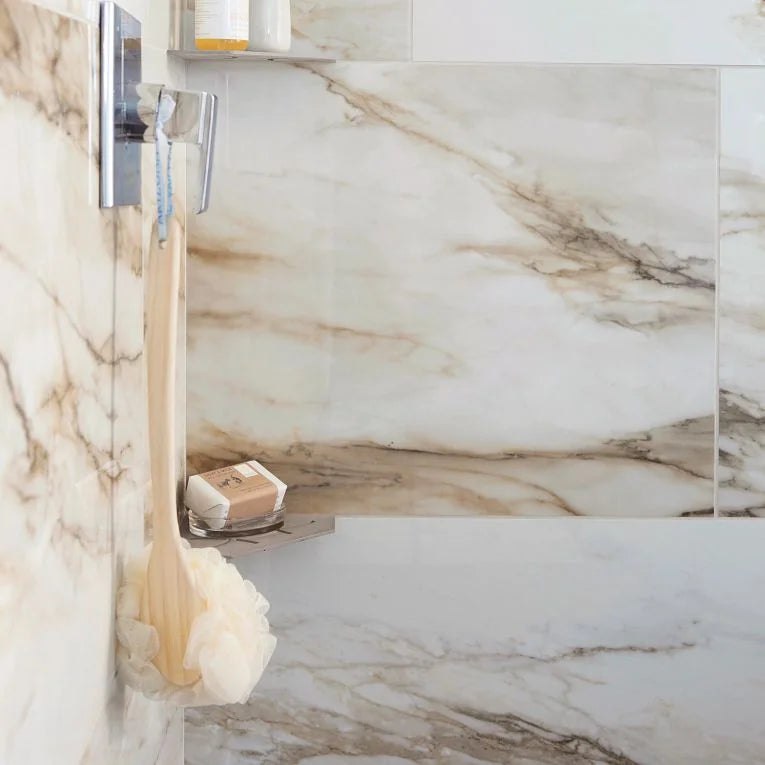 Tru Marmi Gold 3x12 Surface Bullnose Polished Marble Look Porcelain Trim