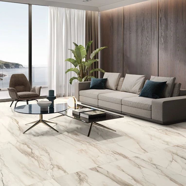 Tru Marmi Gold 3x12 Surface Bullnose Polished Marble Look Porcelain Trim