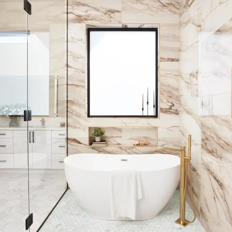 Tru Marmi Gold 1/2x12 Pencil Bullnose Polished Marble Look Porcelain Trim