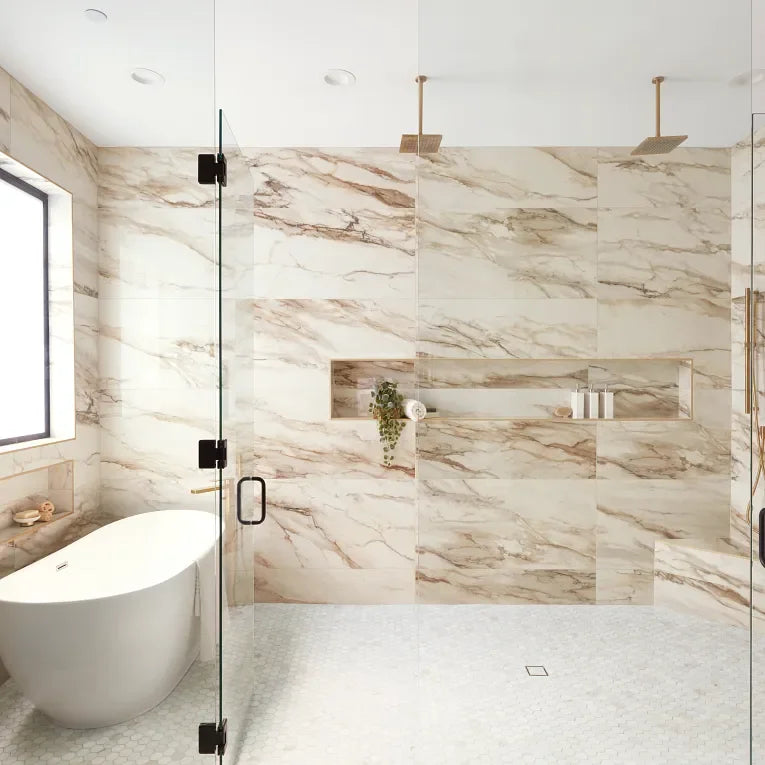 Tru Marmi Gold 1/2x12 Pencil Bullnose Polished Marble Look Porcelain Trim