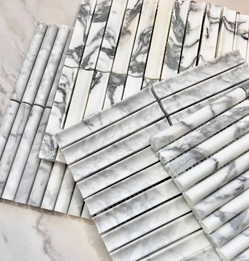 True Concave Carrara Stone Mosaic