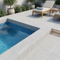 Tufa Limestone Coping 12x24 Honed Bullnose 1.25 inch pool coping — Swimming Pool pool edge drop-face coping