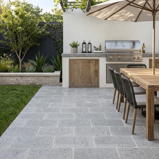 Tufa Limestone Paver 6x12 Tumbled 1.25 inch — Backyard patio