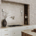 Light Beige 22x8 Tumbled Limestone Ledger Wired Mesh