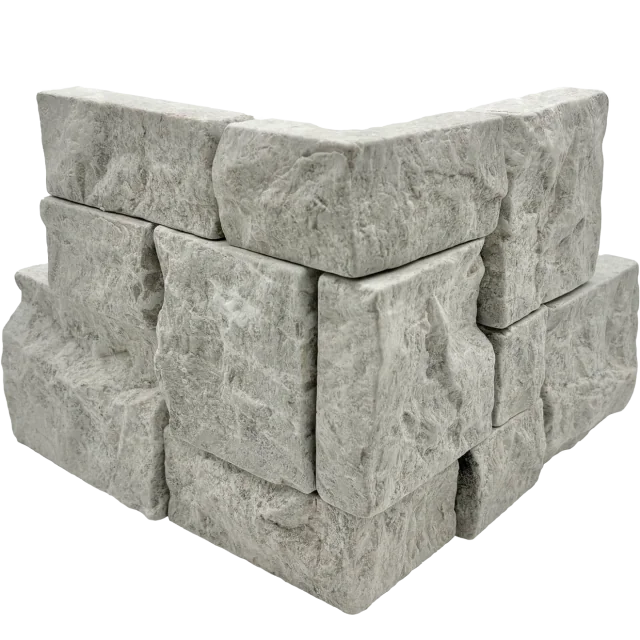 Tumbled Ledgers Taupe 18x8 Wired Mesh Marble Ledger Corner