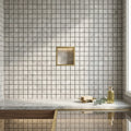 Tundra Gray Marble 1x1 Split-faced Mosaic — Bathroom shower floor
