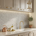 Tundra Gray Marble 1x1 Split-faced Mosaic — Kitchen backsplash