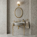 Tundra Gray Marble 1x1 Split-faced Mosaic — Powder Room wall