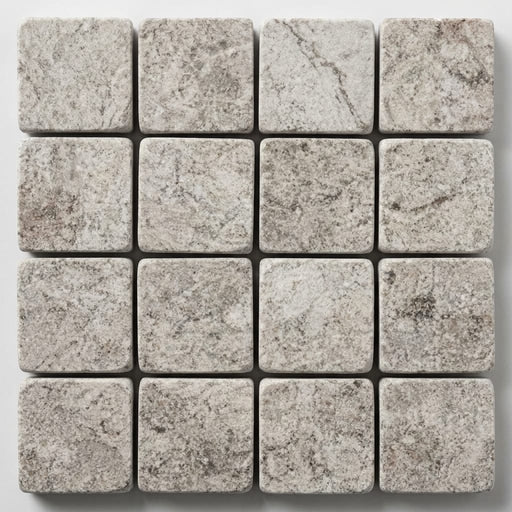 Tundra Gray Marble 1x1 Tumbled Mosaic close-up