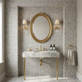 Tundra Gray Marble 1x1 Tumbled Mosaic — Powder Room wall